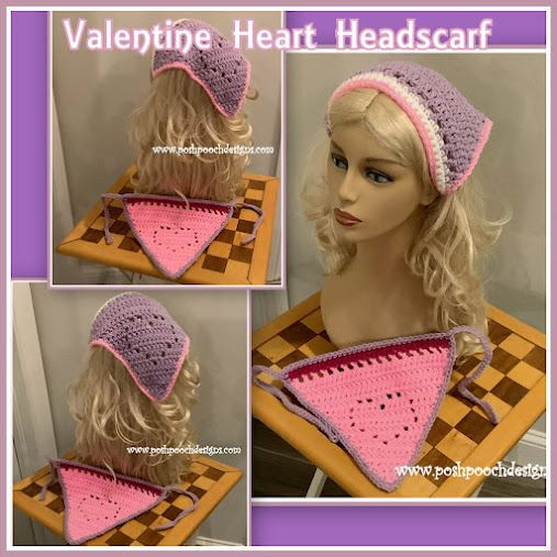 Crochet Valentine Heart Headscarf – A Charming Accessory for Valentine's Day