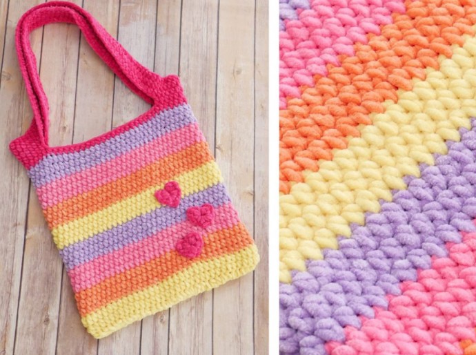 Crochet Candy Hearts Tote Bag (Free Pattern)