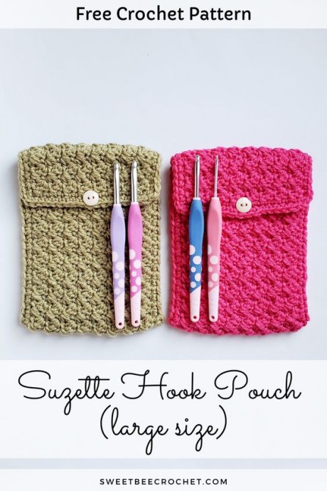 Suzette Stitch Hook Large Pouch (Free Crochet Pattern)