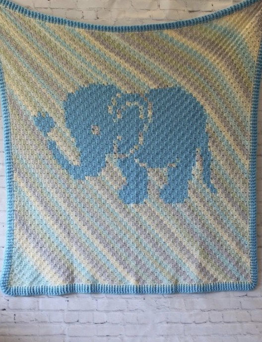 Little Love Elephant C2C Crochet Baby Blanket