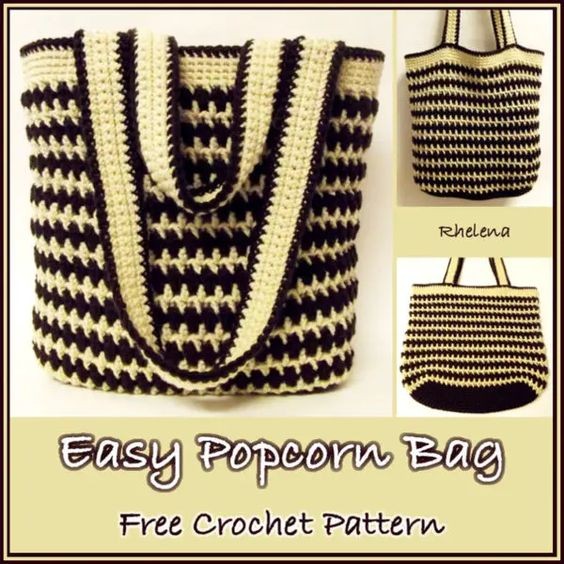 Crochet Popcorn Striped Bag