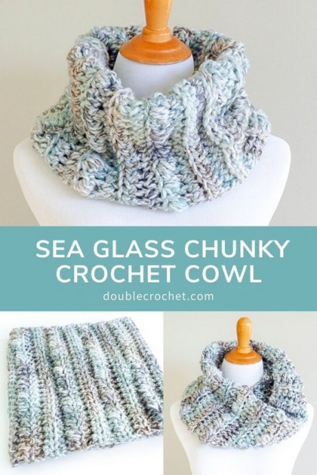 Crochet Sea Glass Chunky Cowl