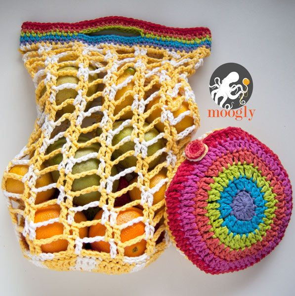 Crochet Rainbow Pocket Market Bag