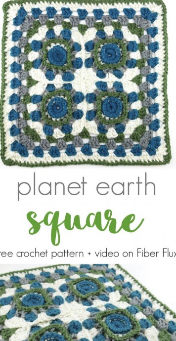 Free Crochet Pattern: Planet Earth Square