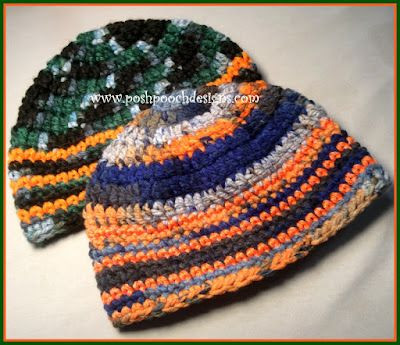 Crochet Camo and Orange Hunting Beanie - A Stylish and Functional Addition for Outdoor Enthusiasts