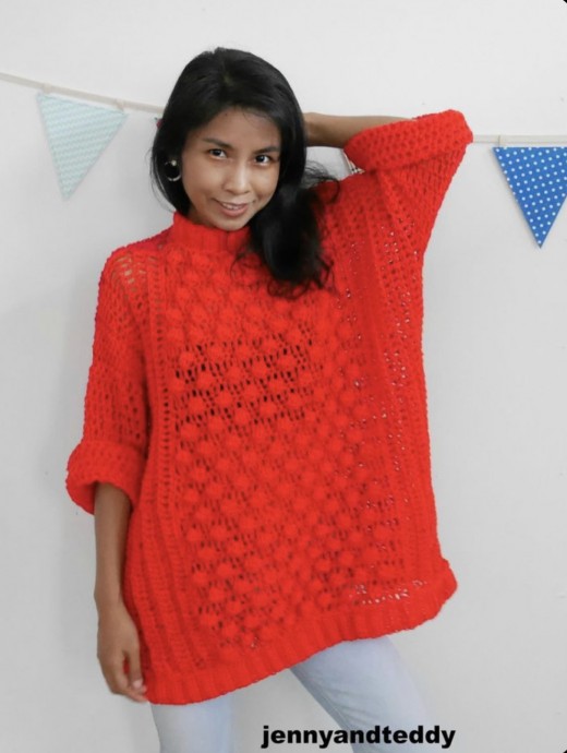 Bubble Pop Oversize Crochet Sweater Free Pattern