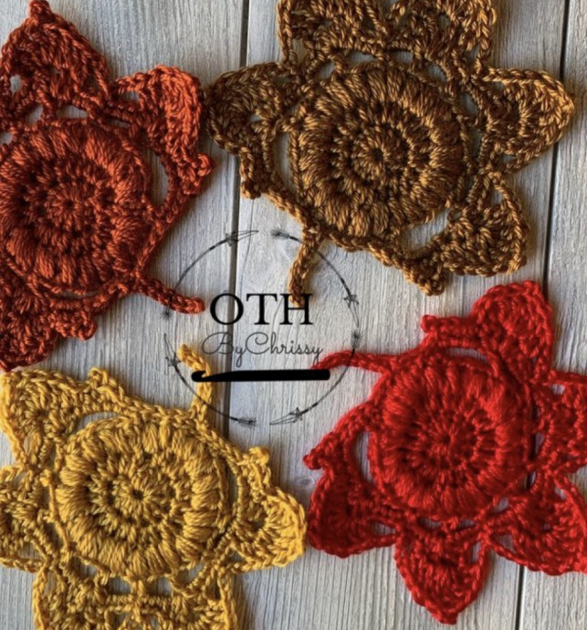Fall Leaf Mug Rugs Crochet Pattern