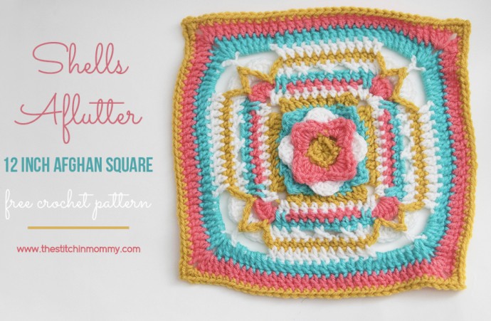 Shells Aflutter 12 Inch Afghan Square- Free Crochet Pattern