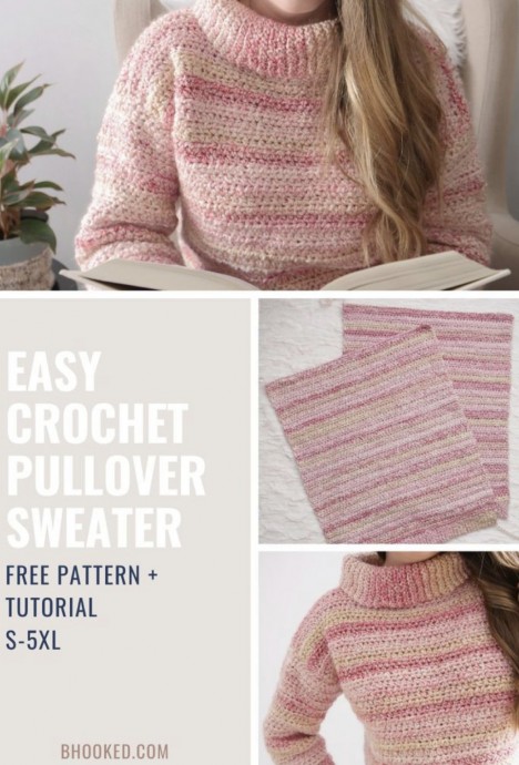 Crochet Lounge Pullover Sweater (Free Pattern)