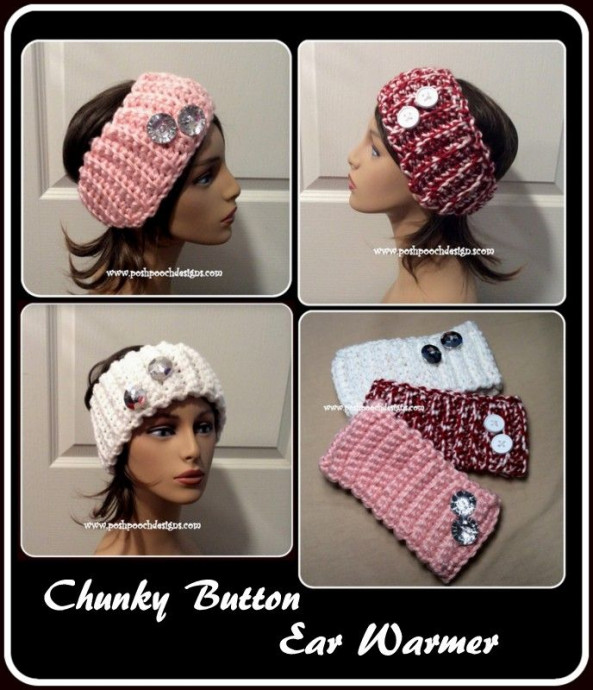 Crochet Chunky Button Ear Warmer
