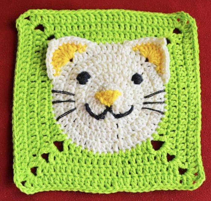 Crochet Kitty Granny Square