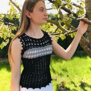 Crochet Black and Silver Top