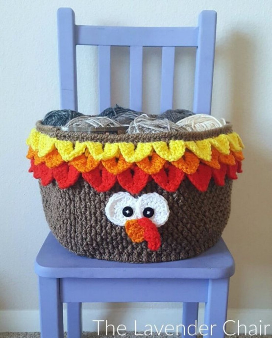 Adorable Crochet Turkey Yarn Basket – Perfect for Thanksgiving and Yarn Storage!