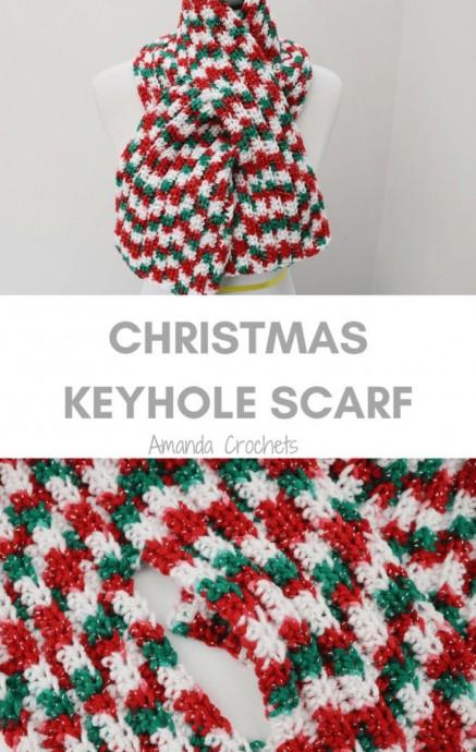 Crochet Christmas Keyhole Scarf