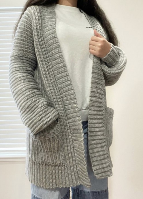 Crochet Classic Ribbed Long Cardigan