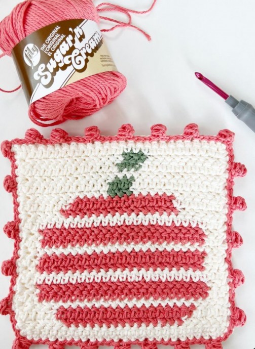 Crochet Pumpkin Stripe Hot Pad