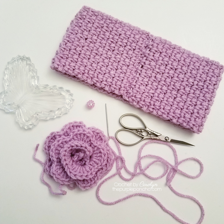 Crochet Linen Rose Ear Warmer - Elegant and Cozy Accessory for Winter