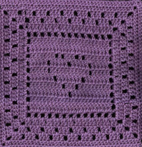 Crochet Heart Inside Square