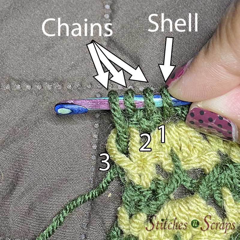 Crochet Tunisian Shells Blanket Square
