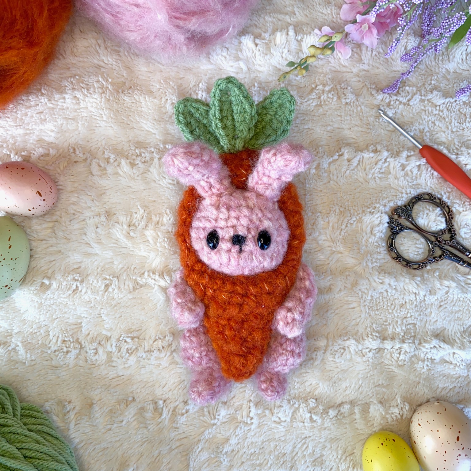 Adorable Crochet Bunny in Carrot Costume Pattern for Easter Celebrations