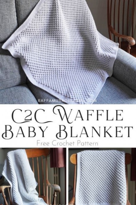 Crochet Corner-to-Corner Waffle Baby Blanket