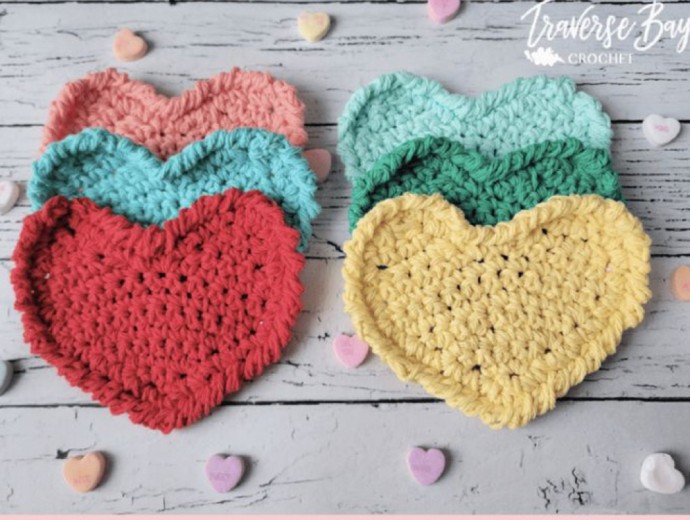 Crochet Heart Coaster