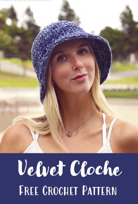 Crochet Velvet Cloche Hat