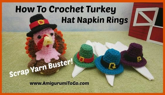 Create Adorable Crochet Turkey Hat Napkin Rings for Thanksgiving Table Decor