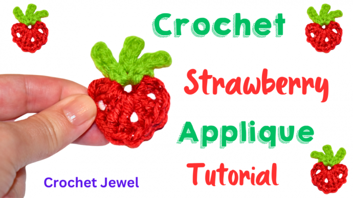 Crochet Strawberry Applique