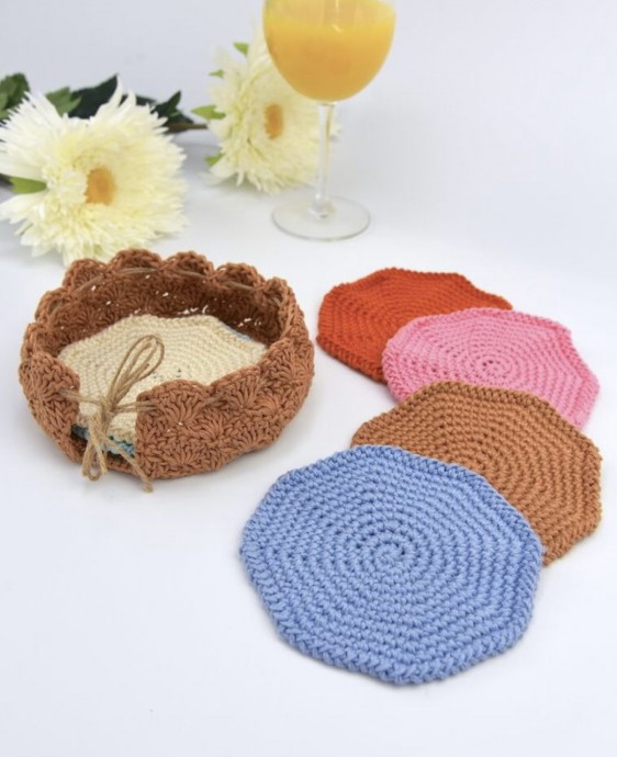 Easy Crochet Coaster and Holder Set