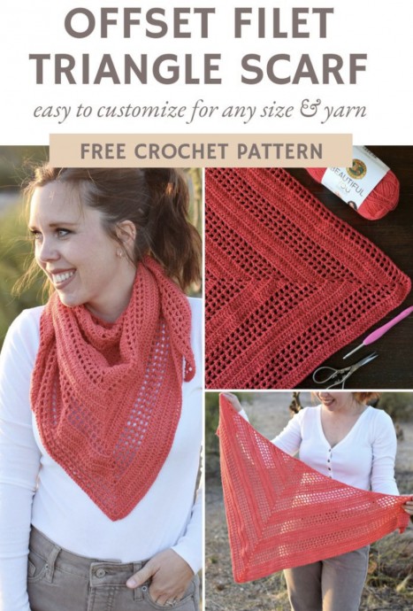 Offset Filet Triangle Scarf