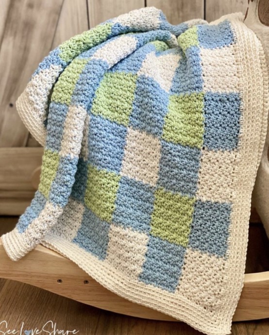 Crochet Baby Remi Gingham Blanket