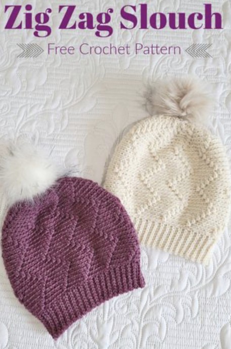 Crochet Zig Zag Slouch Hat (Free Pattern)