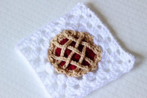 Crochet Cherry Pie Granny Square