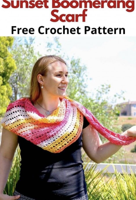 Crochet Sunset Boomerang Shawl