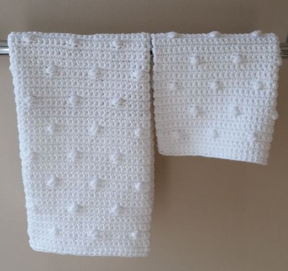 Crochet Bobble Towel & Washcloth Set