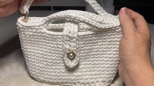 Crochet Fringe Clutch Purse With Pearl Button