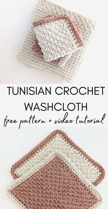 Tunisian Crochet Honeycomb Washcloth