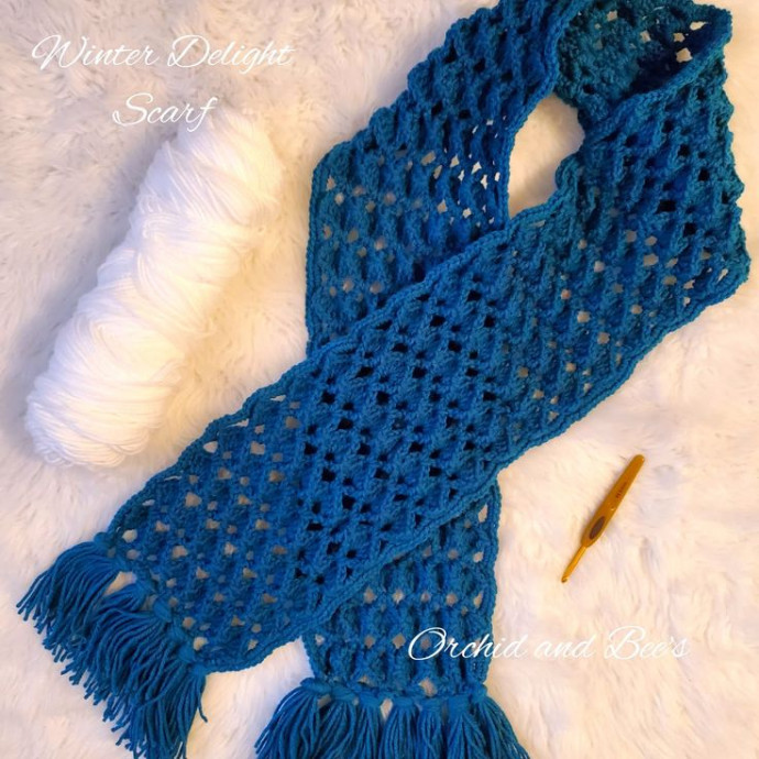 Crochet the Frosty Trellis Scarf
