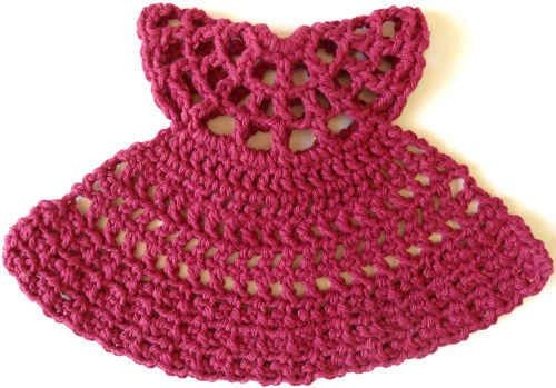 Create a Charming Crochet Burgundy Dress Dishcloth for Your Kitchen