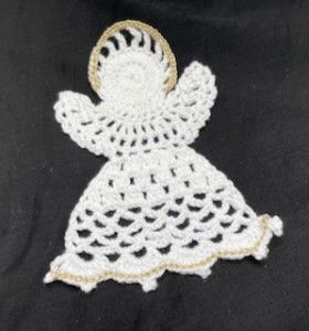 Crochet Angel Ornament with Golden Halo