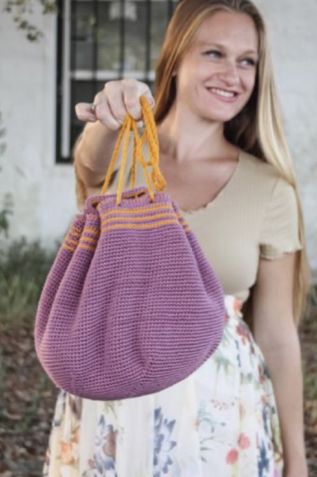 Crochet Drawstring Bag