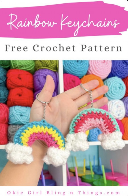 Free Crochet Pattern: Rainbow Keychain
