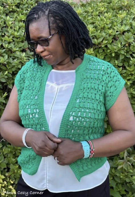 Free Crochet Pattern: Dahlia Sleeveless Cardigan