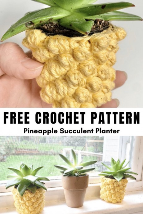 Easy Crochet Pineapple Planter