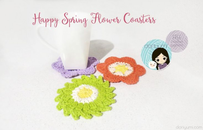 Crochet Happy Spring Flower Coasters: A Fun and Colorful DIY Project for Home Decor Crochet Happy Spring Flower Coasters: A Fun and Colorful DIY Project for Home Decor