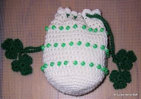 Crochet Beaded Shamrock Bag