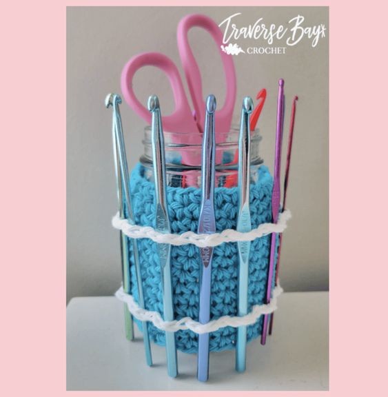 Create a Stylish Crocheted Jar Organizer - Perfect for Your Home and Crafts Create a Stylish Crocheted Jar Organizer - Perfect for Your Home and Crafts