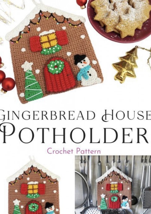 Crochet Gingerbread House Potholder