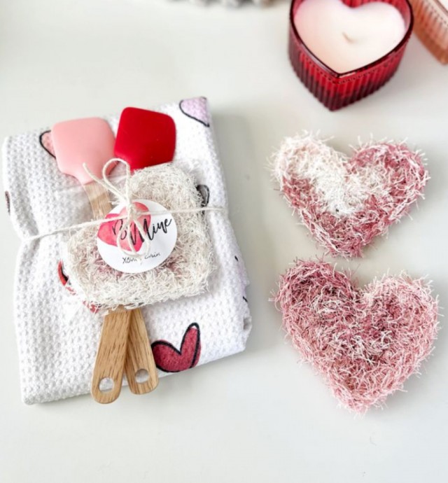 Crochet Heart Dish Scrubby